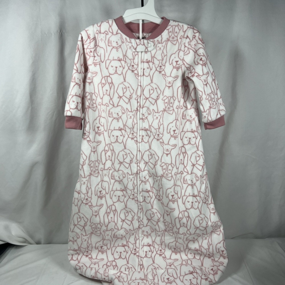 Carter's Light Pink Puppies Zippered‎ Sleep Sack Size Pajamas Medium 6-9 Months